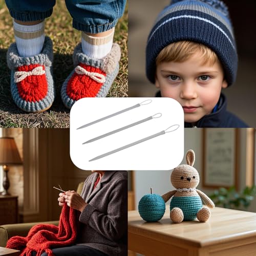 6pcs Wool Needles, Nylon Thread Rope Threader Large Eye Aluminium Finishing Tapestry Hand Weaving Sweater Tools Supplies Accessories for Sewing Knitting Crochet Yarn Embroidery