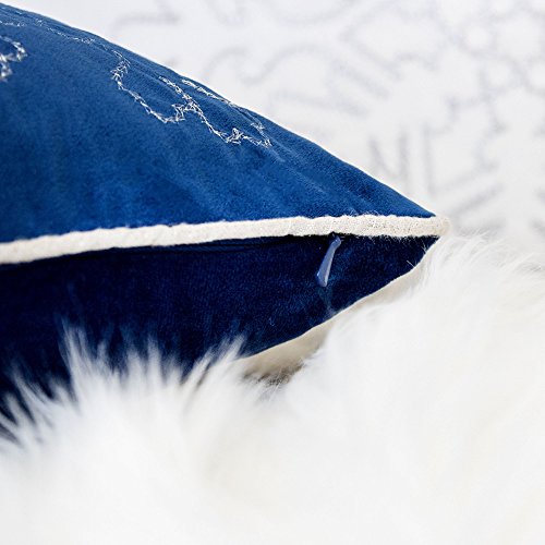 Embroidery Blue Velvet Throw Pillow Cover, Merry Christmas Series Snowflake Luxury Soft Fuzzy Cozy Warm Slik Gift Square Couch Cushion Pillow Case 20 x 20 Inch, Cover Only - color: Snowflake-blue