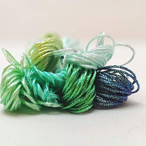 KCS 6-Strand Cross Stitch Metallic Variegated Pearl Shiny Embroidery Floss (6 skeins, Solid Color 5) - color: Solid color 5