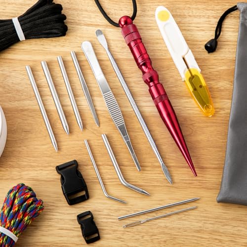 Shimeyao 12 Pcs 2026 Update Paracord FID Knotter Tools Set, Red - color: Red