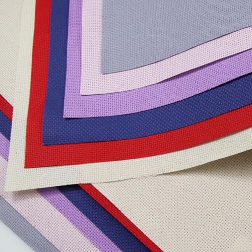 KCS 6 pc of 15" x 18" (38cmx45cm) Counted Cotton Aida Cloth Cross Stitch Fabric Rolled Box (16CT-J) - color: 16ct-j