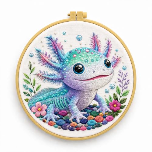 niurenmaoyi Axolotl Embroidery Kit for Adults,Needlepoint Kit - color: Embroidery Kits-0621-05