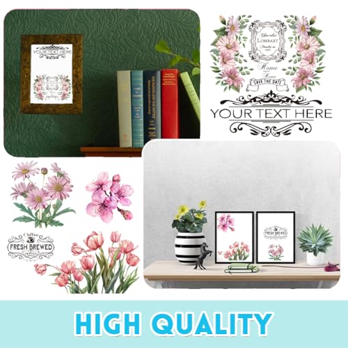 Vintage Floral Rub on Transfer for Crafts 3 Sheets Retro Flower Text Furniture Rub on Transfers Stickers Decal for Wood Wall Window Home Office DIY Art Craft Decor 11.8 x 5.9 Inch - style: Style 4- Retro French