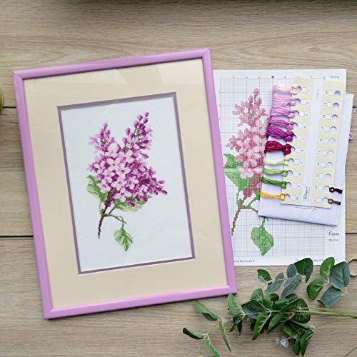 Povitrulya Counted Cross Stitch Kit for Adults “Lilac” | Hand Embroidery Kits - Mother's Day Gift for Mom or Grandma - color: Lilac