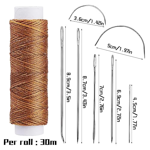 Waxed Thread, Upholstery Needle and Thread 32 Yards Medium Brown - color: Medium Brown, size: 32Yard