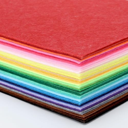 Thin Felt Fabric Sheets, Assorted Colors Stiff Felt Sheets for Crafts DIY Patchwork Sewing Projects Decoration (Stiff 50 Colors, 4" × 4") - color: Stiff 50 Colors, size: 4 x 4 inches