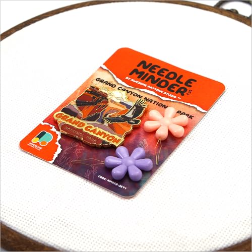 Awesome Pattern Studio Needle Minder Set - Grand Canyon National Park Magnetic Needle Minder + 2 Needle Threaders. Enamel Pin for Cross Stitch, Embroidery and Craft - size: Grand Canyon Modern Design - SET #1