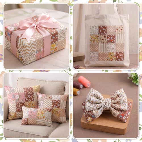 84 Pcs 8 inch Autumn Precut Quilting Fabric Fall Cotton Fabric Squares - color: Khaki, size: 8″