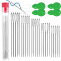 ‌50pcs Hand Sewing Needles Stainless Steel, 5 Sizes Large Eye Sharp Needles, Leather Needle Embroidery Thread with Threaders for Handsewing Art Crafts - size: 50
