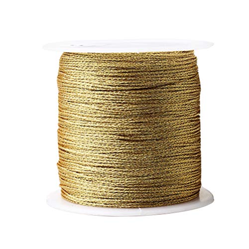 218 Yards/656 Feet Metallic Cord Gold Twine, 2 Spool Gold Thread String - color: Gold
