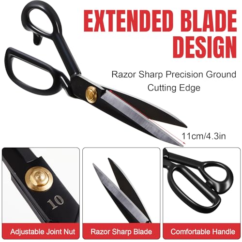 Lasnten 10'' Fabric Scissors Heavy Duty Sewing Scissors for Fabric Cutting
