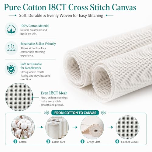 18 Mesh Needlepoint Blank Canvas - 17" x 20" - color: White 18 Mesh 17" x 20"