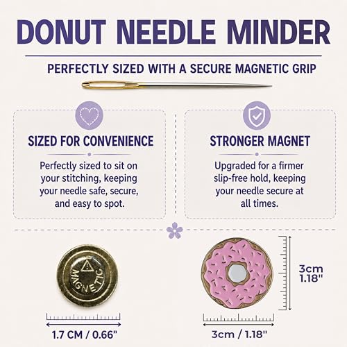 The Quilted Bear Magnetic Needle Minder, Small, Donut - color: Donut