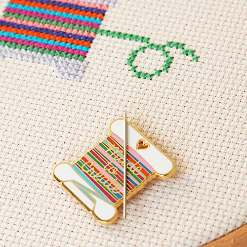 Needle Minder - Bobbin Design for Cross Stitch, Sewing, Embroidery and Needlework Accessories, Enamel and Magnetic