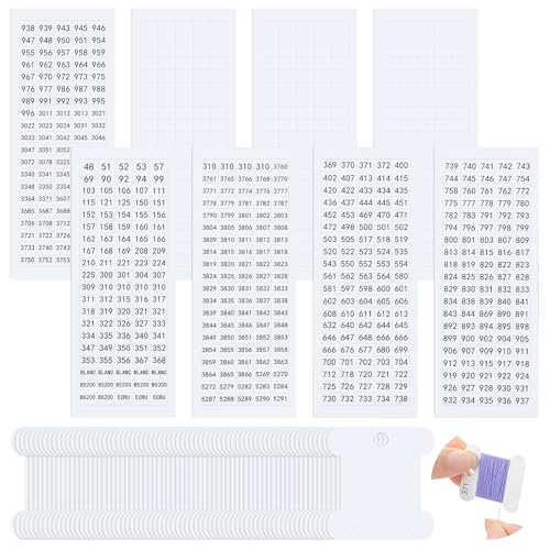 Marspark 1300 Pcs Floss Number Stickers Cardboard Floss Bobbin Set with Blank Number Stickers for Wrapping and Storing Stitch Needlework Handmade Thread Supplies
