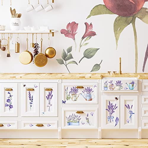 BBTO 12 Sheets Rub on Transfers for Crafts Wood Furniture DIY, 5.5" x 5.7" - style: Lavender Style