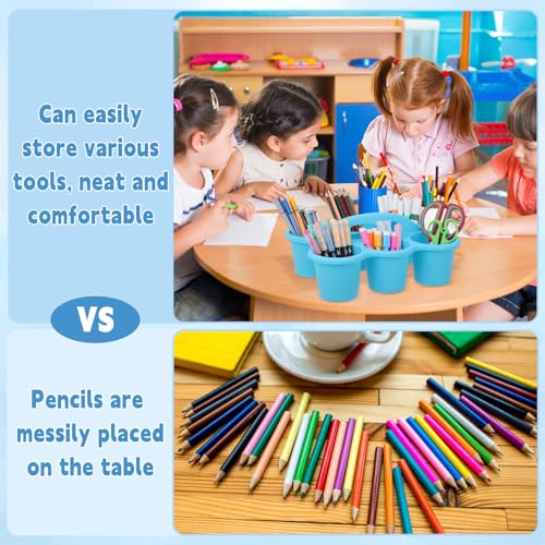 6 Pack Classroom Caddy Organizer with Handle, 6 Compartments, Gradient Blue - color: Gradient Blue