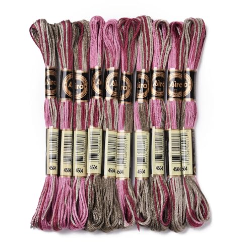 Cross Stitch Floss 10 Skeins Variegated Embroidery String 6 Strands Segment Dyed Polyester for Friendship Bracelet Needlepoint Sewing Knitting Crafts (Pale Violet Red) - color: Pale Violet Red