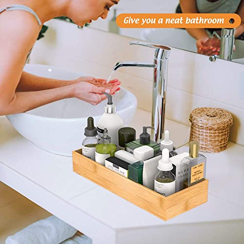 Bamboo Bathroom Drawer Organizer 15"x 6", Storage Box for Utensil Organizer - color: Bamboo, size: 15*6*2.5 inch