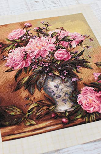 B543 Peonies Vase - Cross Stitch Kit Luca-S
