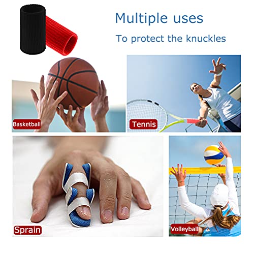 20 Pcs Finger Sleeves Protectors, Elastic Sport Finger Sleeves, Black/Red - color: Black,red