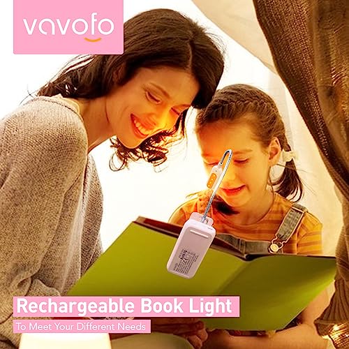 VAVOFO Rechargeable Book Light, Blue Light Blocking, Amber 1600K Clip On Reading Light, Eye Care 7 LEDs Kids Book Light for Reading in Bed with Power Indicator for Bookworms (Pink) - size: 1-Pack Pink