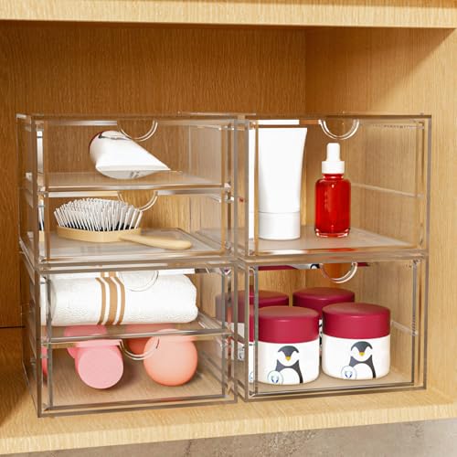 caktraie Acrylic 6-Drawer Office & Makeup Storage Organizer,Desk - size: 6 Drawers