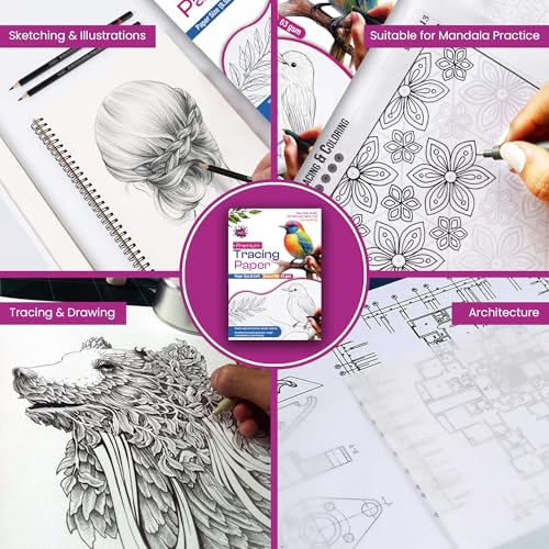 Tracing Paper 8.5x11 in, 100 Sheets, Transparent Sketch Paper 63gsm - size: 8.5" x 11" (100 Sheet)