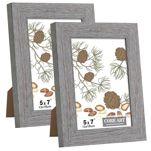 CORE ART 5x7 Picture Frame, Solid Wood Rustic Dark Gray, 2 Pack - color: Dark Grey, size: 5x7 - 2 pack