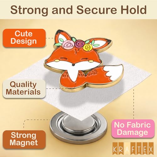 Kraftex Magnetic Needle Minder. Needleminder for Embroidery & Sewing. Cute Needlepoint Accessories. Magnetic Needle Holder for Cross Stitch. Cute Magnet Pin Gift - color: Hedgehog, Fox, Cactus
