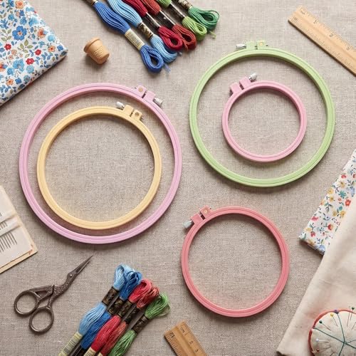Tigeen 5 Pcs Embroidery Hoops, 5 Sizes ABS Plastic for Sewing, Round - style: Round