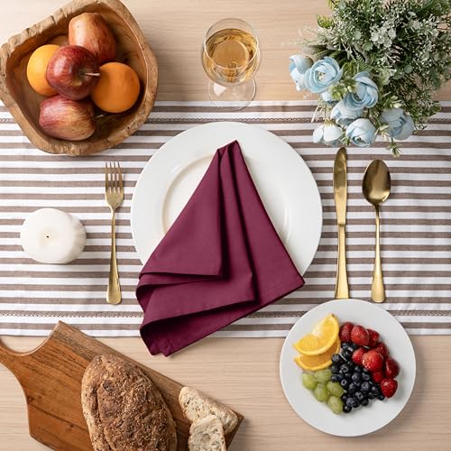 Blue Needles Solid Cloth Napkins 100% Cotton Set of 6-18 x 18 Inches - color: Burgundy, size: 18" x 18" (Set of 6)