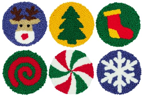 Mefatus Punch Needle Kit for Beginners Adults Kids Keychain Accessories for Backpacks, Bags, Car Key Ring Easy Punch Needle Embroidery Kit Tool Threader Fabric Hoop Yarn Rug Tufting - color: Christmas