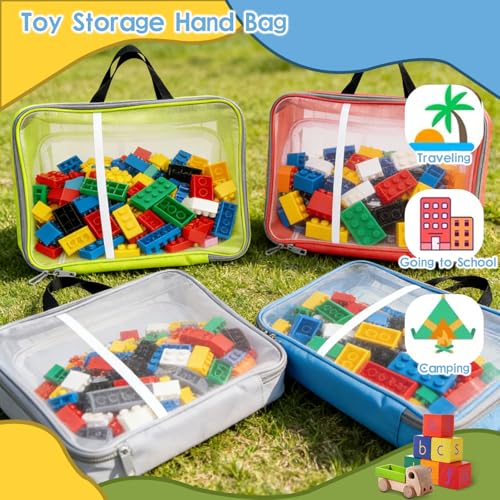 4-Pack Large Toy Storage Bags, Mesh Travel Bag for Board Games Storage - size: Double compartments