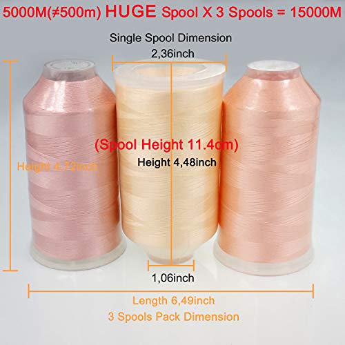 New brothread Huge Spools Embroidery Machine Thread -Flesh Colors - color: 3xFLESH COLORS