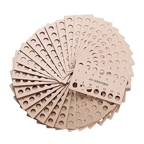 50 Pack Embroidery Floss Brown Paper Cross Stitch Thread Holder 14 Positions Embroidery Thread Storage Tool for Work Studio Craft Class Storage Organizer