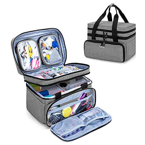 BAFASO Double Layer Sewing Accessories Organizer, Gray - color: Gray