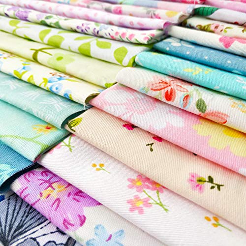 flic-flac 25pcs 12 x 12 inches (30cmx30cm) Cotton Fabric Squares Quilting Sewing Floral Precut Fabric Square Sheets for Craft Patchwork - size: 25pcs 30cm*30cm