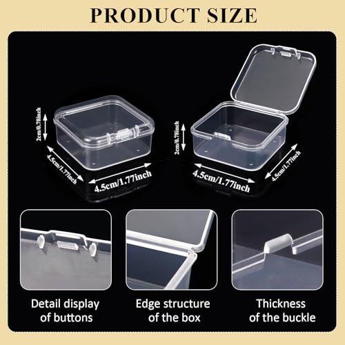 16 Pieces Small Clear Plastic Beading Storage Box with Lids, Organizer Containers for Beads, Nail, Jewelry, Art, DIY Crafts, Fishing Tackle, Small Items (1.77 x 1.77 x 0.78 Inch) - size: 1.77 x 1.77 x 0.78 Inch