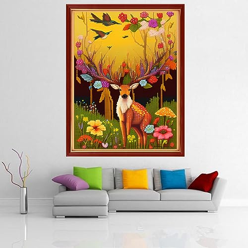 Dimensean Stamped Cross Stitch Kits Full Range of Embroidery Patterns Starter Kits for Beginners Adult DIY Cross Stitches Needlepoint Kits 11CT-Lower Deer 15.7x19.7 inch - color: Pattern Style 26