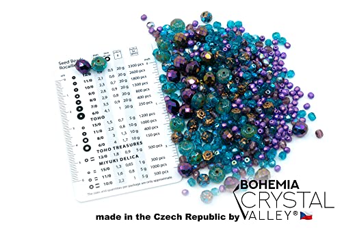 0.88oz of Blue Purple Mix of Czech Faceted Fire Polished Beads (Round, Catherdal, Rondelle) - color: Mix 04 Blue
