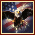 Joyhoor Cross Stitch Kits for Beginners, Stamped Cross-Stitch Supplies, Needlework, Preprint Embroidery Kits, Adults DIY, Needlepoint Kits, Embroidery Patterns, 11CT-Eagle Flag, 18x18 inch - color: Preprinted 14