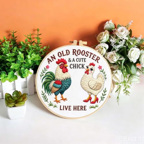 niurenmaoyi Rooster Embroidery Kit for Adults,Needlepoint Kit - color: Embroidery Kits-0621-24