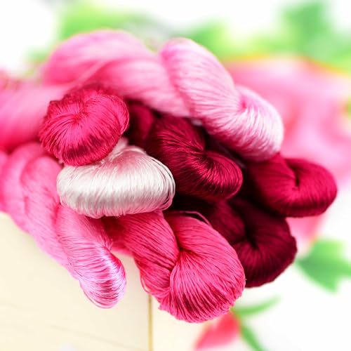 Natural 100% Silk Thread, Handmade Embroidery Thread Silk Floss 8 Colors 110m Each (09) - color: 09
