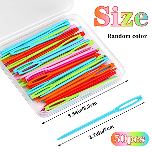 LUNARM 50PCS Plastic Sewing Needles Large Eye Sewing Needles for Yarn - size: 2.76 inches