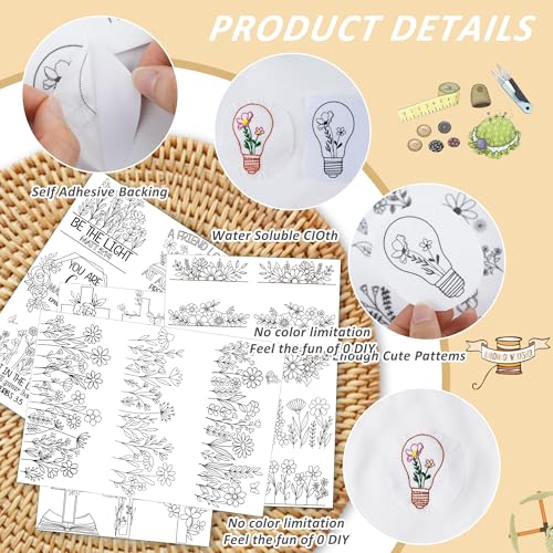 Bible Flower Embroidery Patterns, Water Soluble Stick and Stitch Paper