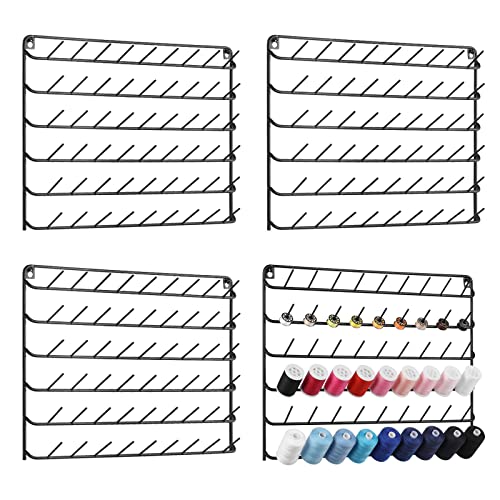 YBING Thread Holder Wall 54 Spools Sewing Thread Rack 4 Pack, Black - color: black