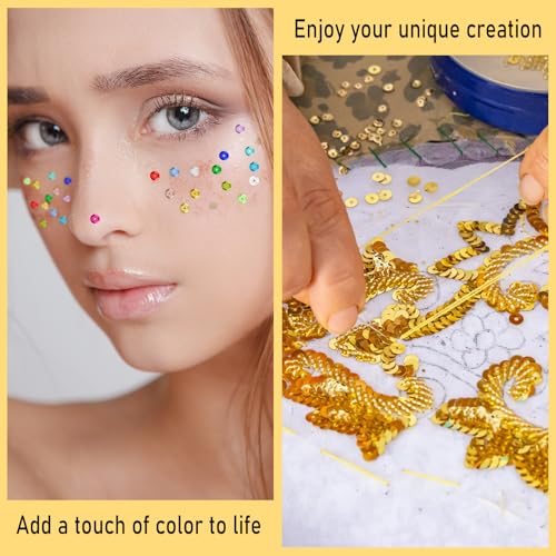 NACHLYNN 16800 Pcs 6MM Bulk Loose Sequins 15 Colors Rainbow Round Sequins for Crafts Sewing Wedding Christmas Jewelry Making Nail Arts Crafts - color: Multicolor