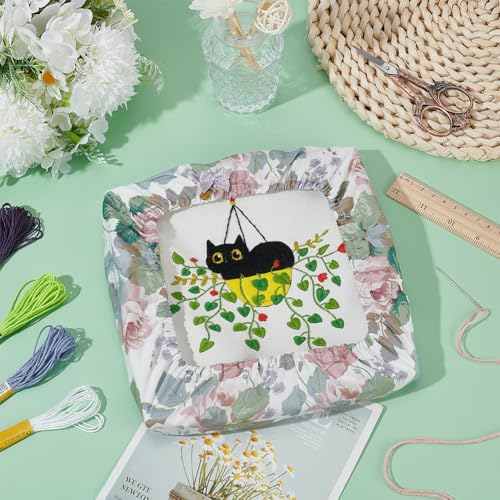 BENECREAT 7.4x3.8inch Grime Guard, Embroidery Storage Cover, Cross Stitch kit for Cross Stitch Embroidery Hoop Frames Square Round Cover, Dark Green - color: Dark Green, size: 7.4x3.8 Inch
