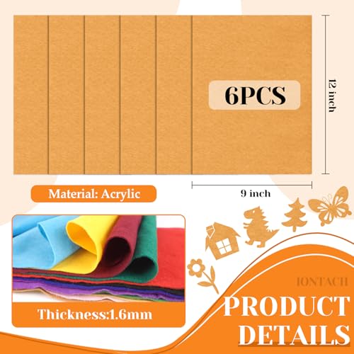 IONTACH 9" X 12" Soft Felt Sheets 1.6mm Thick (6 Packs, Antique Gold) - color: Antique Gold